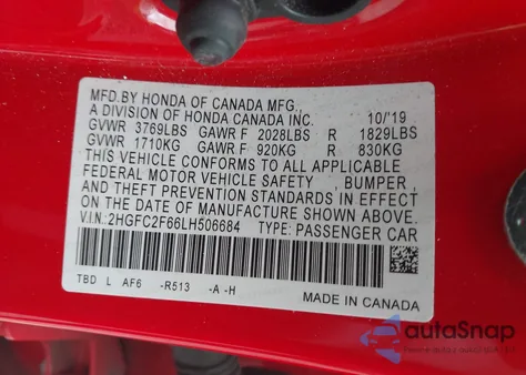 2020 Honda Civic Lx from USA, damaged, VIN 2HGFC2F66LH506684